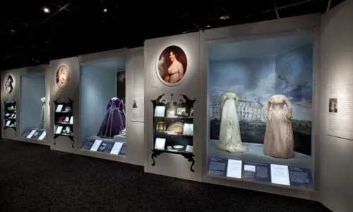 Looking into the First Ladies Exhibition at the gowns on display