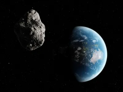 A stock illustration of an asteroid near Earth.&nbsp;Astronomers believe our &quot;mini-moon&quot; originated from the Arjuna asteroid belt.