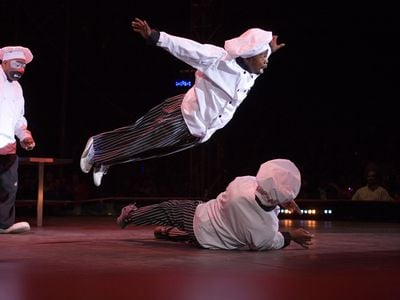 Trained and created for UniverSoul Circus in Johannesburg, South Africa, the Pizza Posse marries acrobatics to slap stick comedy. 